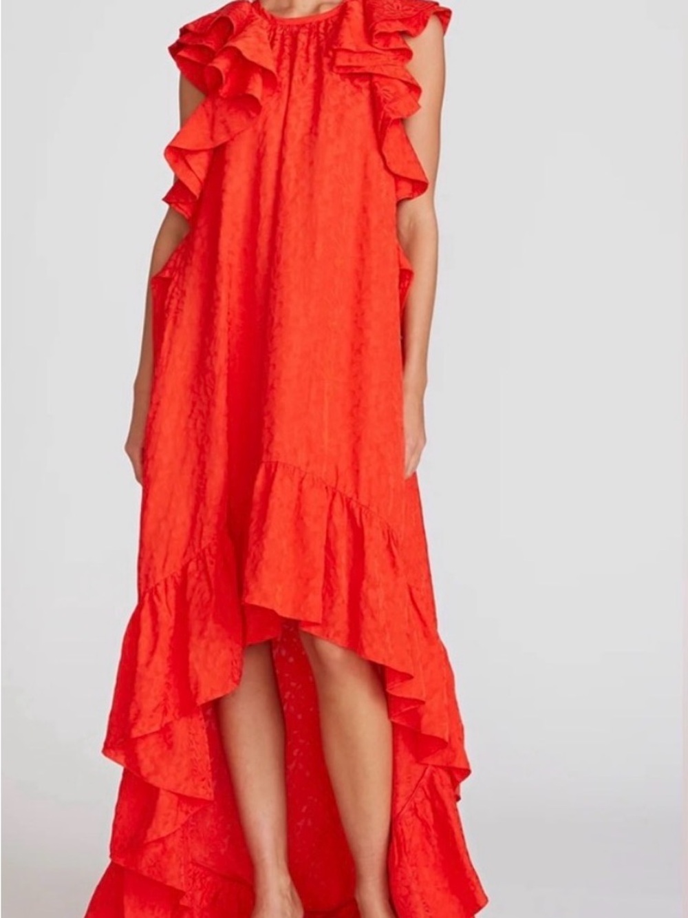 AMUR Red High-Low Ruffle Dress - Picture 3 of 6